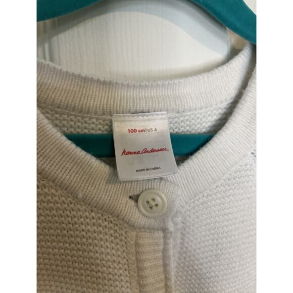 Hanna Andersson White Button Cardigan Size 4 Cotton Fall Winter Sweater - Picture 4 of 6